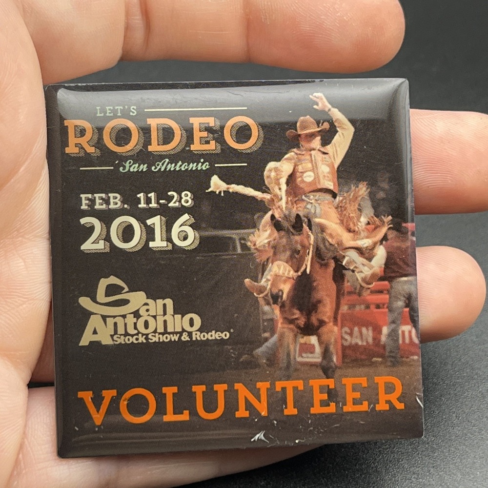 2016 San Antonio Stock Show & Rodeo Volunteer Texas "Let's Rodeo" Lapel Hat Pin
